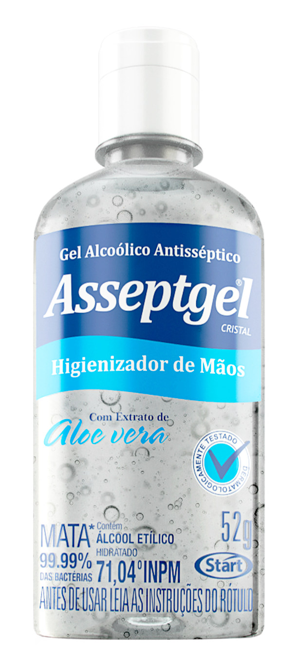 HIGIENIZADOR DE MÃOS ASSEPTGEL CRISTAL  52g