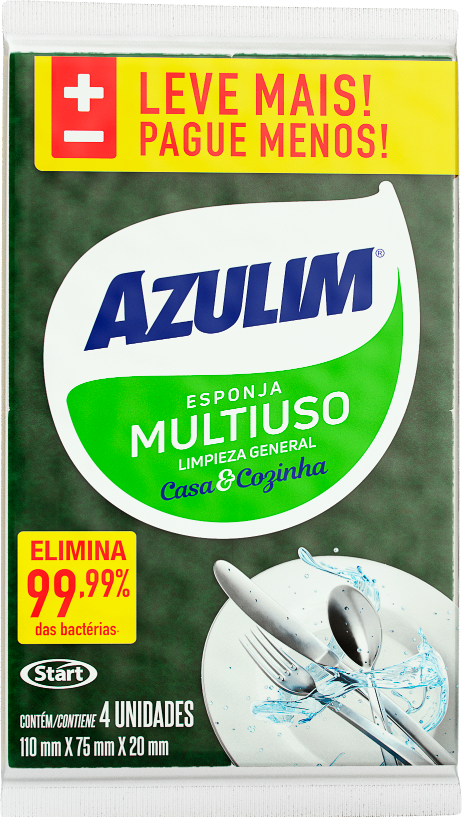 AZULIM DOUBLE-SIDED SPONGE GREEN/YELLOW 30X4X1