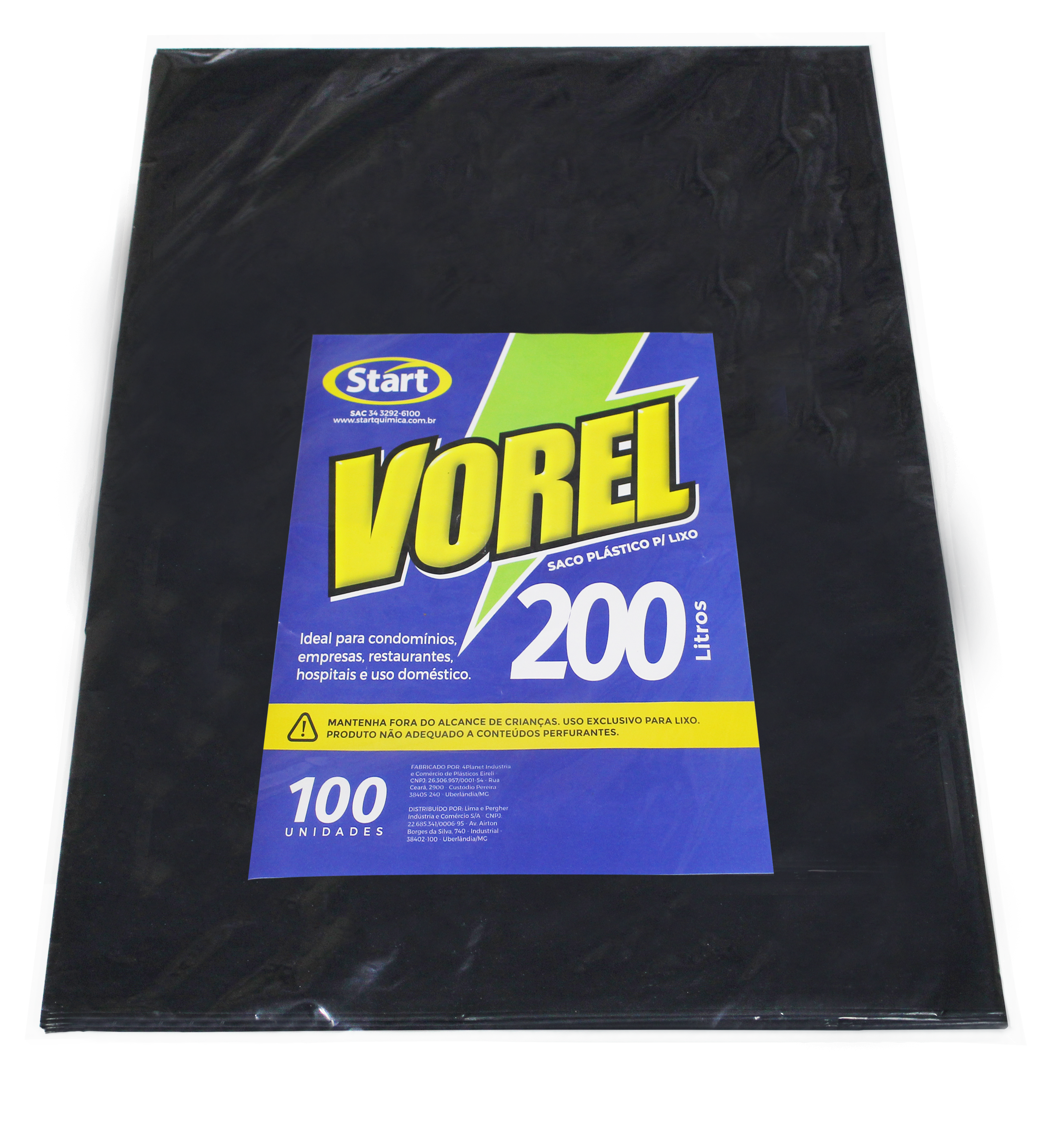 SACO DE BASURA NEGRO 200L 95X110X0,10 100X1 VOREL