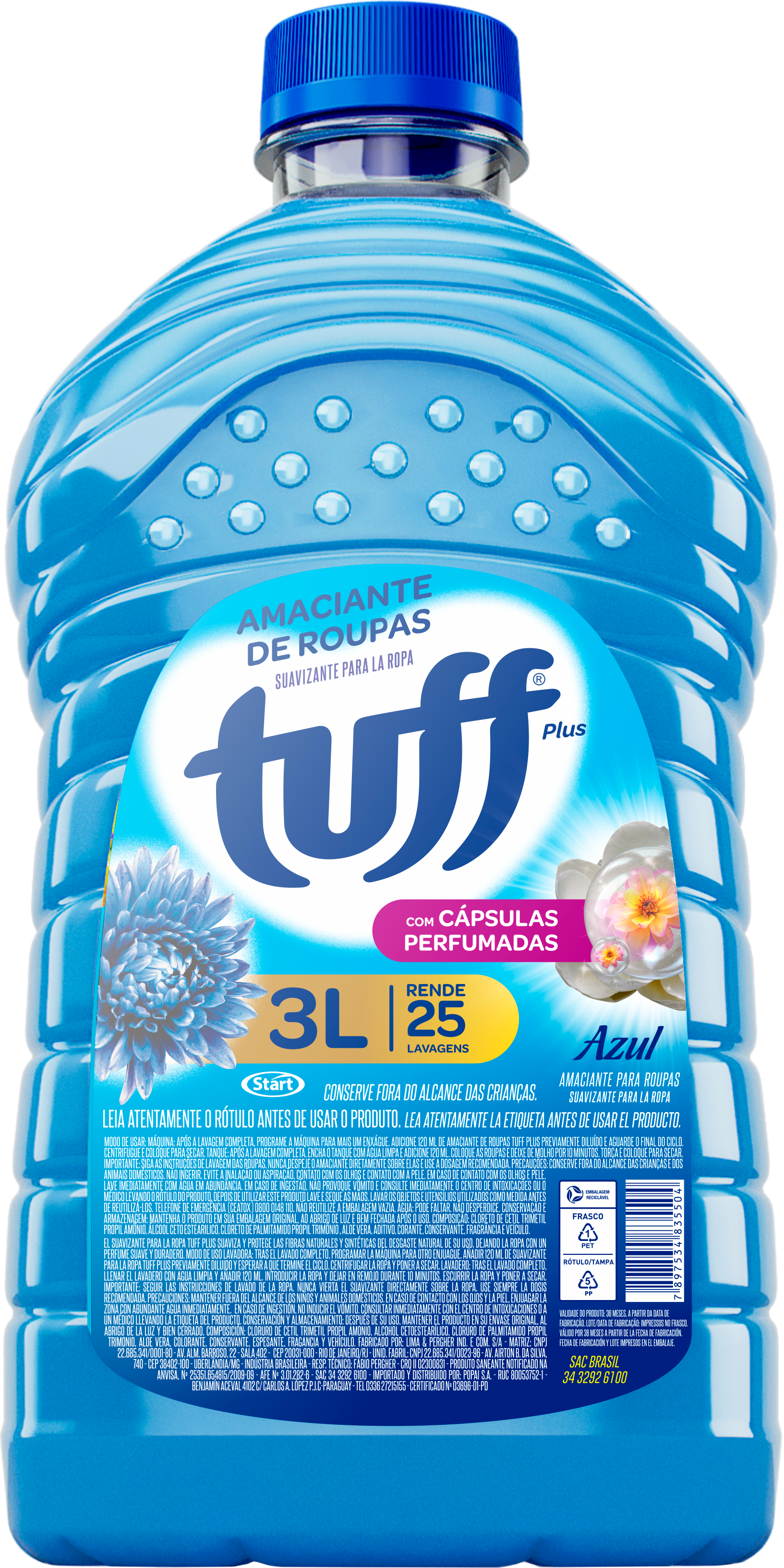 Suavizante de Ropa Tuff Plus 3L Azul