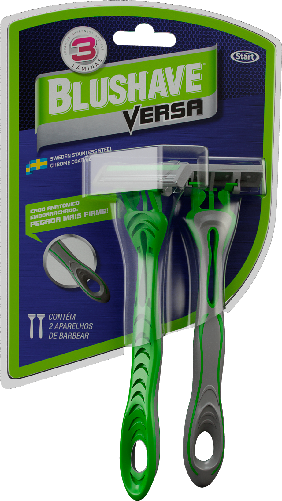 BLUSHAVE VERSA AFEITADORA 3 HOJAS CON BANDA LUBRICANTE Y MANGO FLEXIBLE 12X2X1