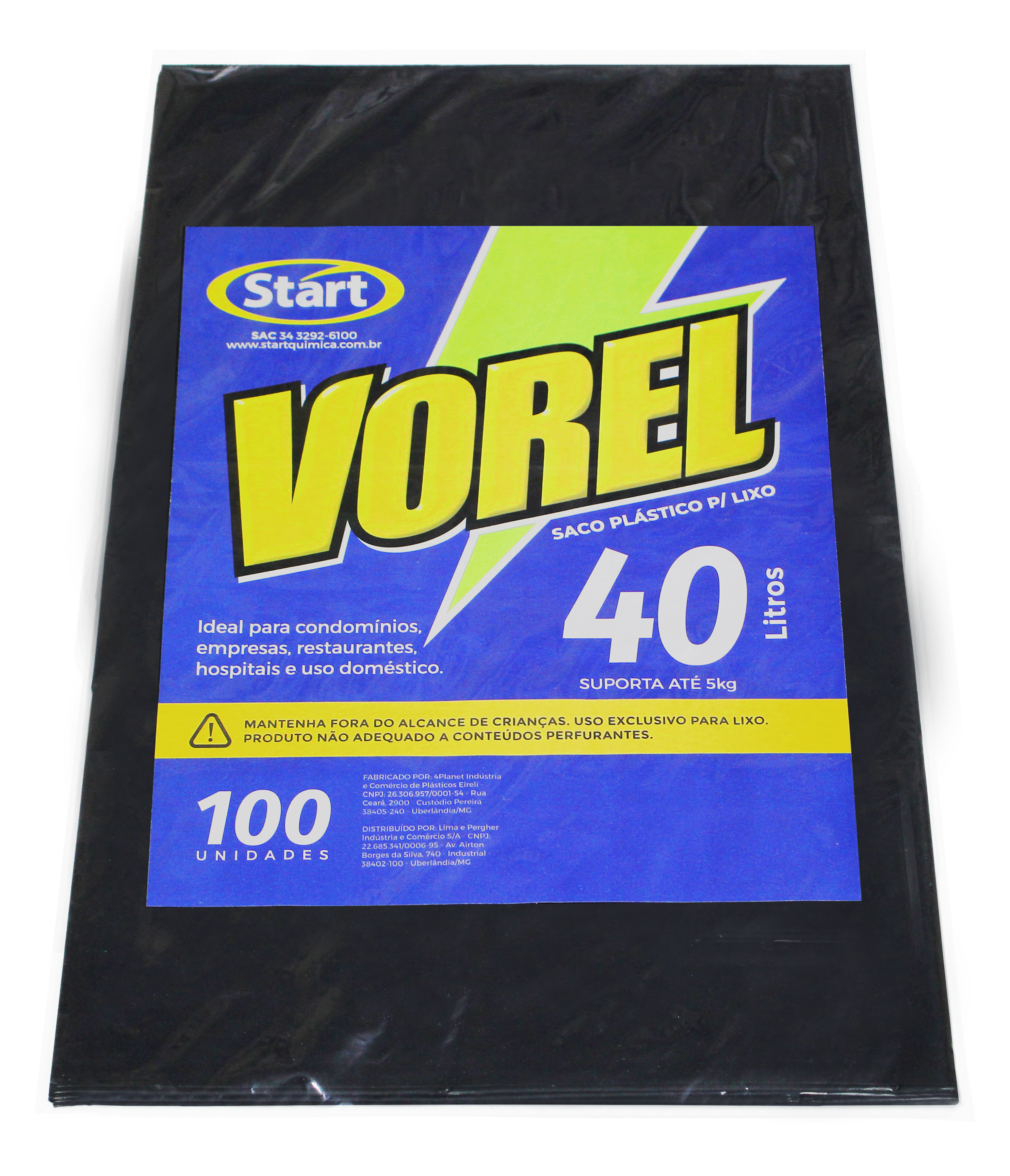 SACO DE BASURA NEGRO 40L 59X57X0,05 100X1 VOREL